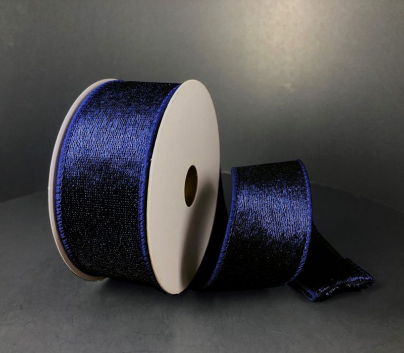 Ribbon - Navy Lush Velvet Wired 1.5-inch