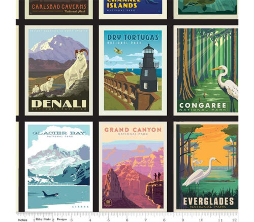 National Parks National Park Mini Posters running yardage on Black