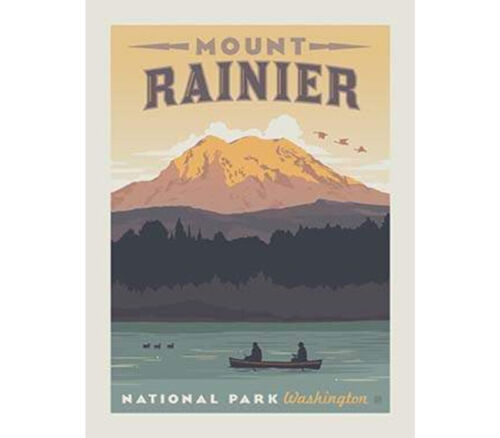 National Parks Mount Rainier Park Poster Fabric Panel 36-inches by 44-inches