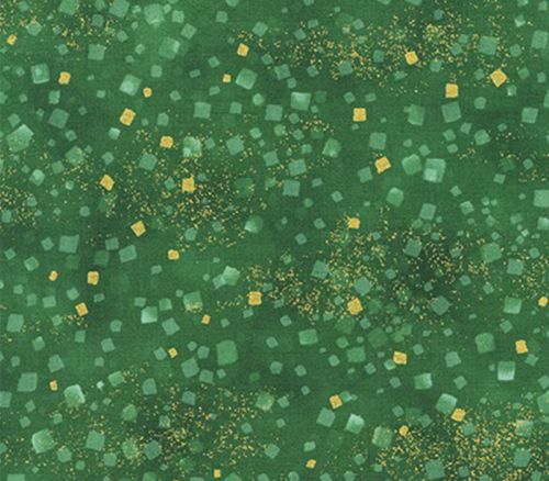 Fabric - Imperial Collection Paper Confetti green With Metallic Gold Highlights