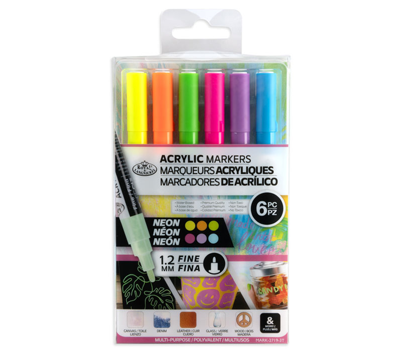 Royal Acrylic Marker Set - 6 Piece - Neon Colors