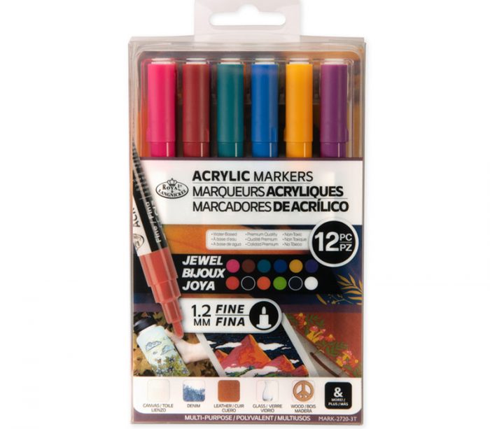 Royal Acrylic Marker Set - 12 Piece - Jewel Colors