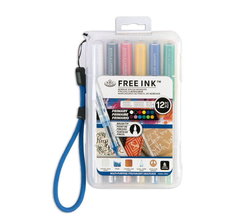 Royal Acrylic Free Flo Marker Set - 12 Piece - Primary