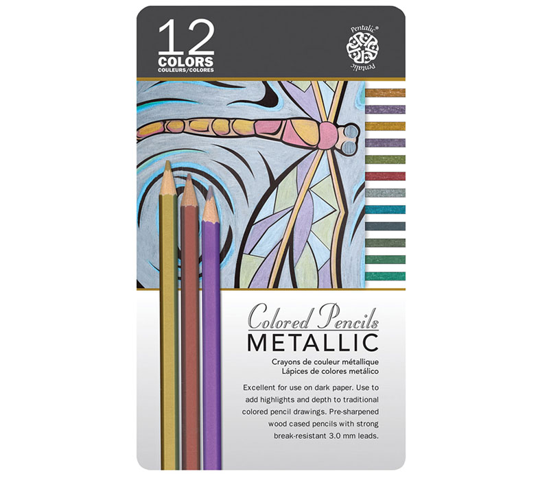 Metallic Colored Pencil Tin Set - 12 Piece