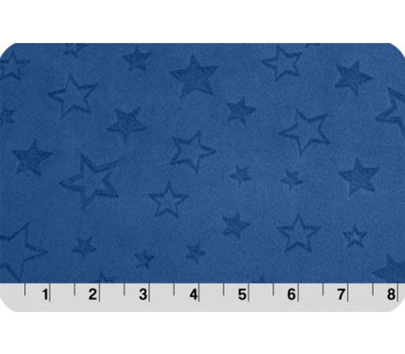 Fabric - Stars Embossed Midnight Blue Cuddle