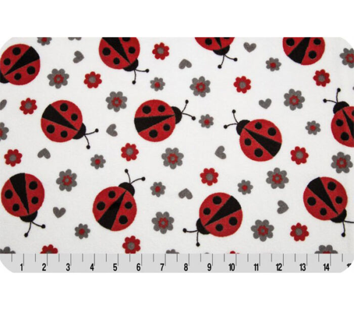 Fabric - Lady Bug Cuddle Scarlet on white