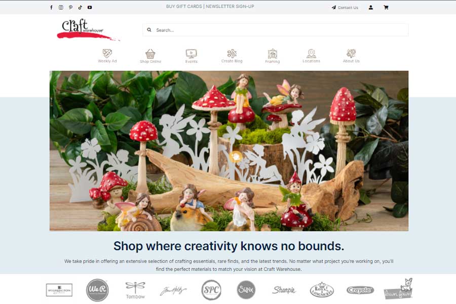 shop online craft warehouse home page