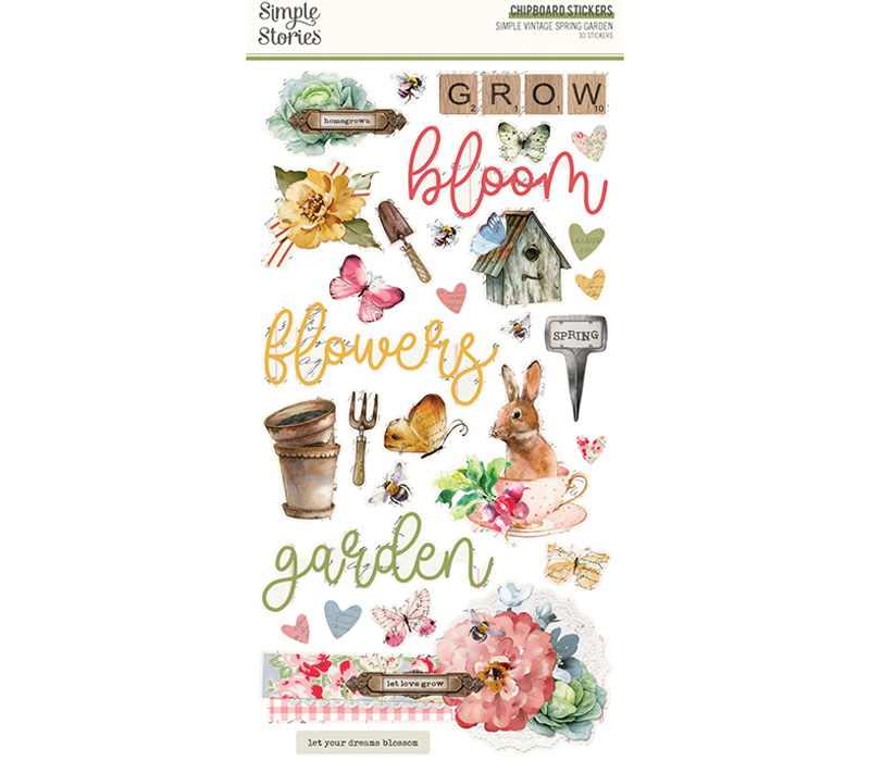 Simple Stories Simple Vintage Chipboard Stickers - 6x12 - Spring Garden