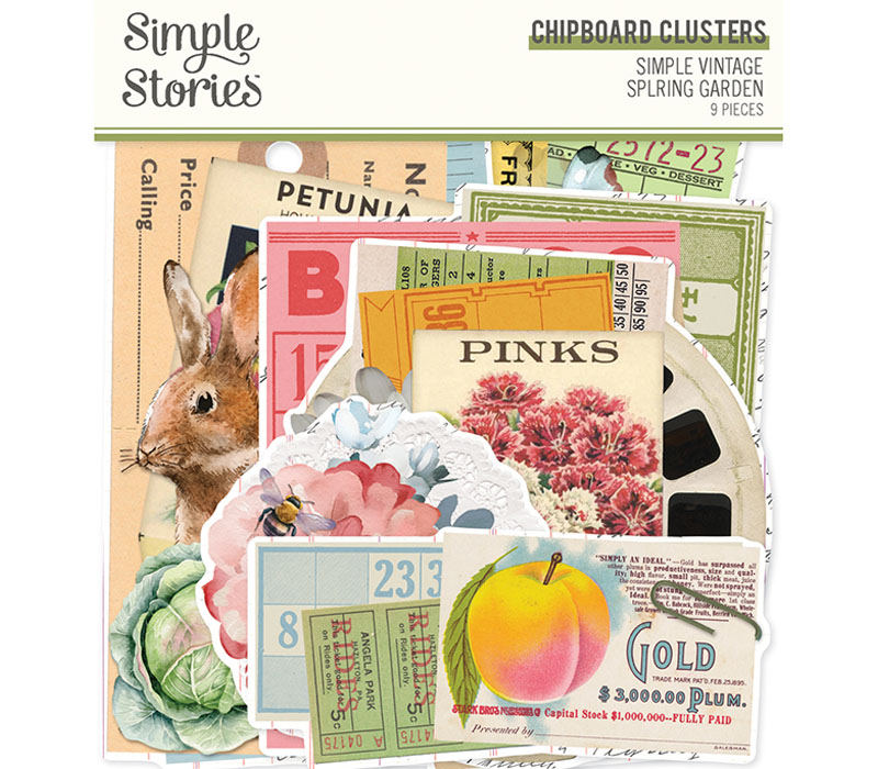 Simple Stories Simple Vintage Chipboard Clusters - Spring Garden