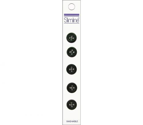 Slimline Blumenthal Buttons - 1/2-inch - Black - 5 Piece