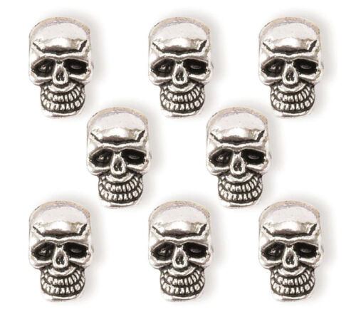 Solid Oak Steam Punk Beads - Small Skull - 8 Piece