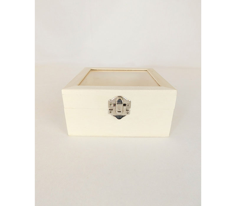 Wooden Box with Glass Lid and Latch - Medium