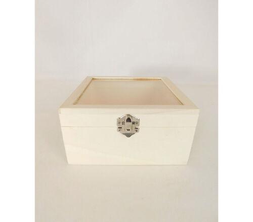 Wooden Box with Glass Lid and Latch - Large