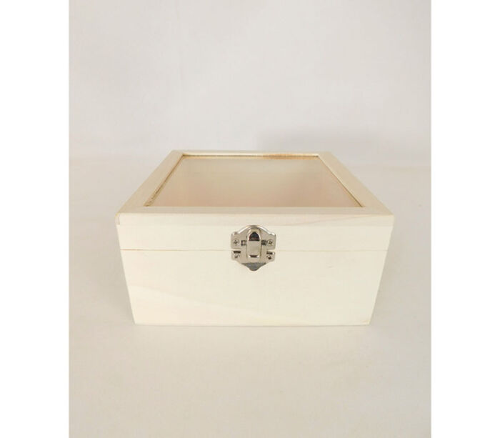 Wooden Box with Glass Lid and Latch - Large