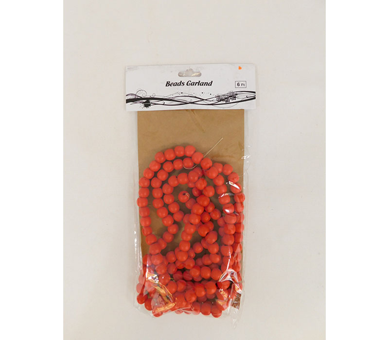 Garland - Wooden Beads - Red - 6-foot