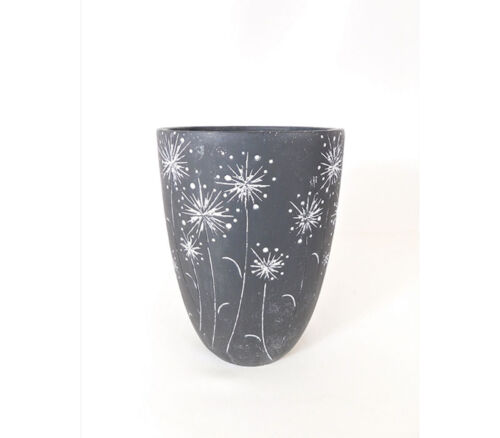 Dandelion Concrete Pot Vase - Black/White