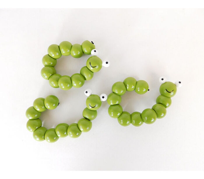 Beaded Green Worms - 3 Piece