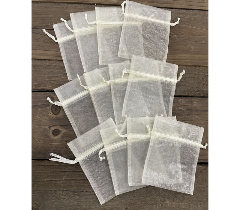 Organza Mesh Pouch Bags - 3x4 - Ivory - 12 Piece