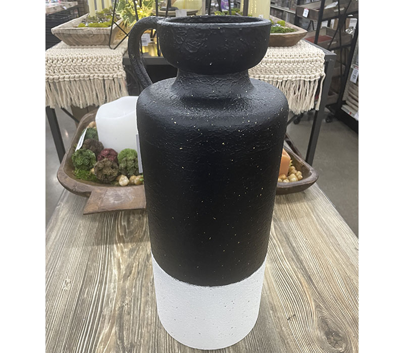 Black and White Metal Vase - Large