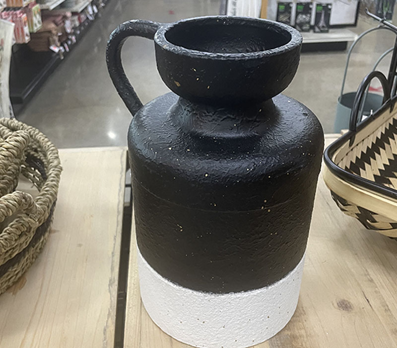 Black and White Metal Vase - Small