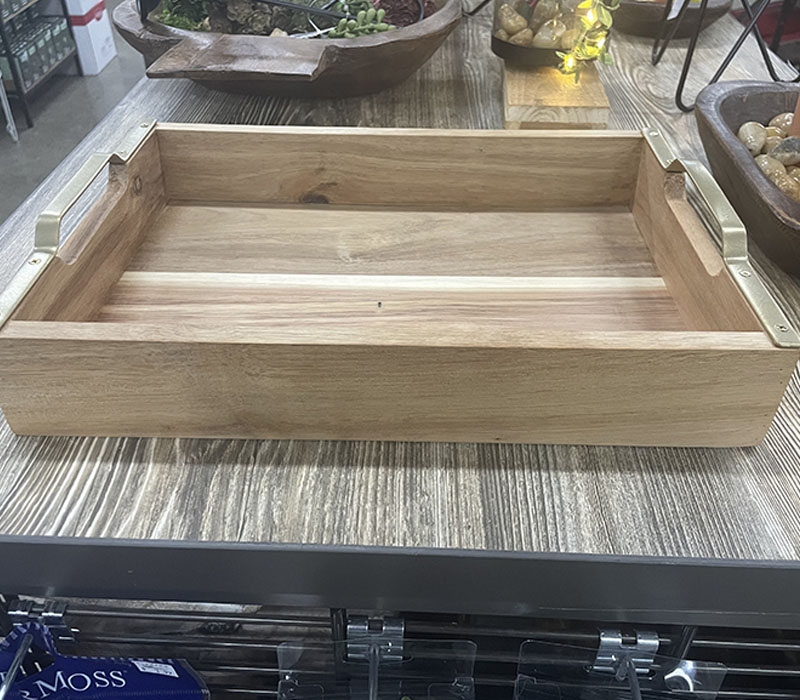 Wooden Tray with Metal Edge - Small