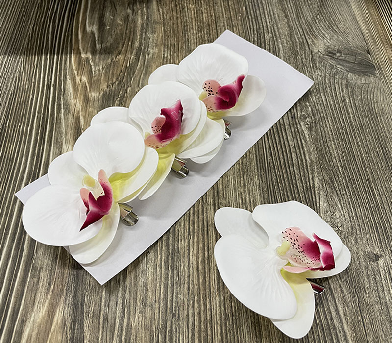 Orchid Flower Clips - 4 Piece - White