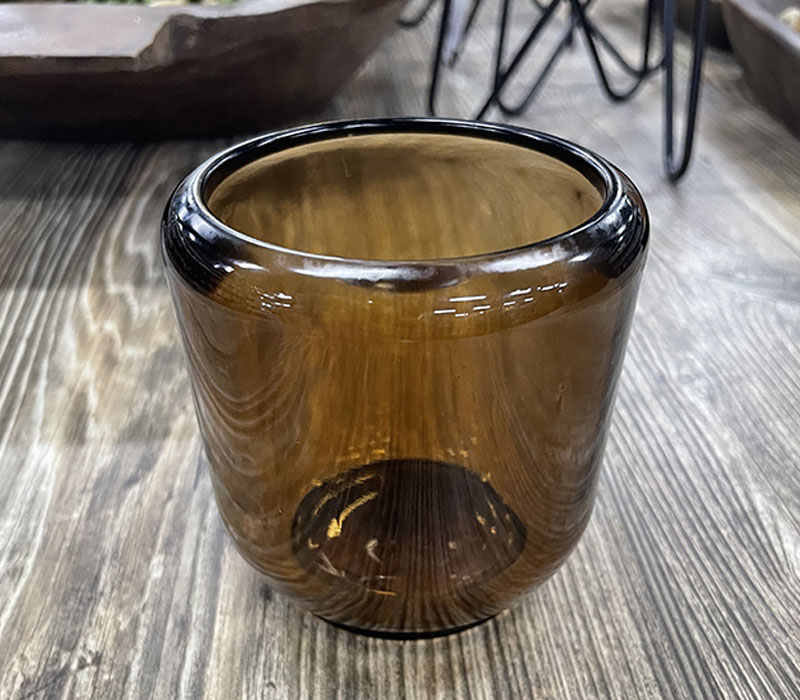 Glass Candle Holder - Brown