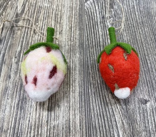 Felt Strawberry Ornaments - 2 Piece