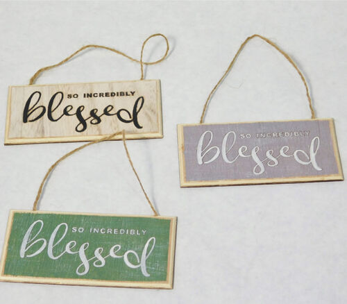 Blessed Wood Plaque Ornaments - 3 Piece