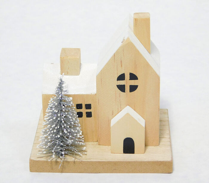 Wooden Church with Tree Decor