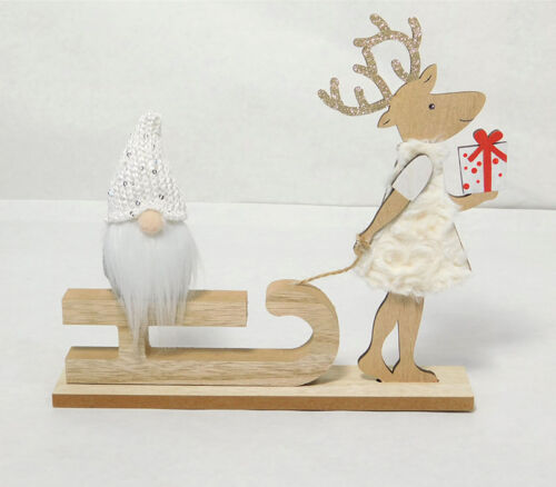 Deer with Gnome on Sleigh Decor