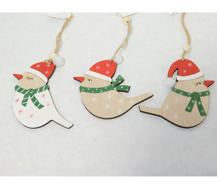 Bird in Hats and Scarfs Ornaments - 3 Piece