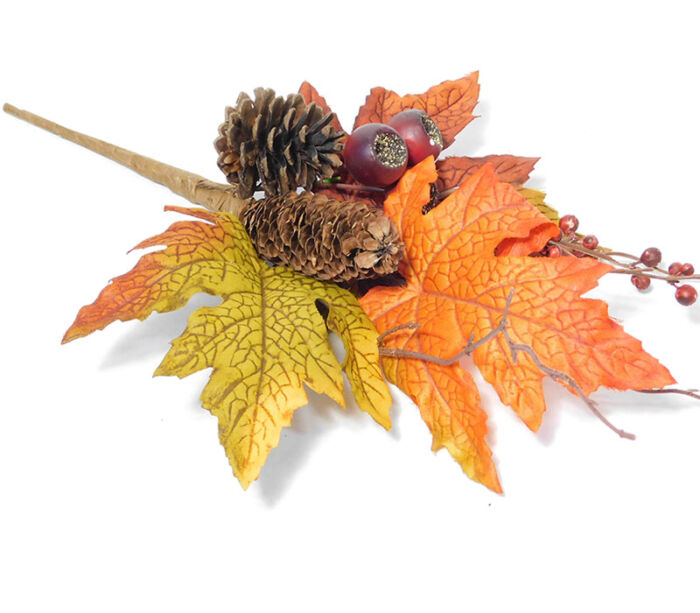 Fall Berry Pinecones and Maple Leaves Pick - 16-inch