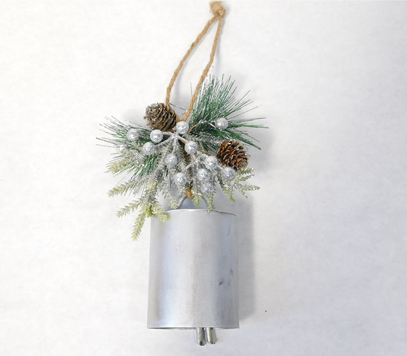 Bell Ornament with Pine Needles - 8-inch