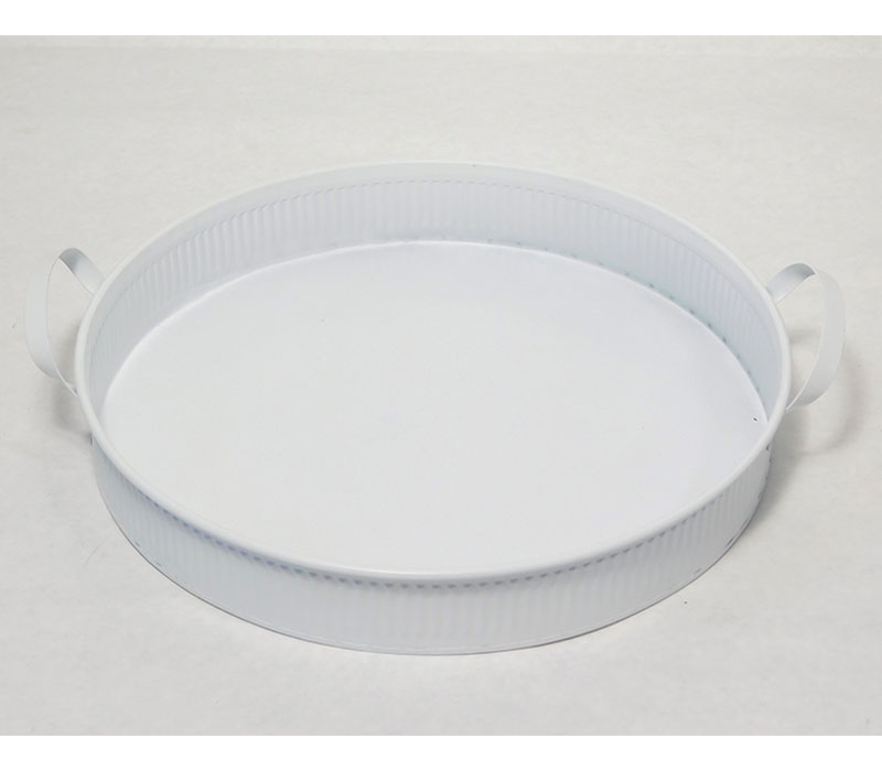 White Galvanized Circle Tray