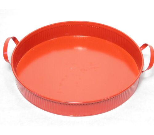 Red Galvanized Circle Tray