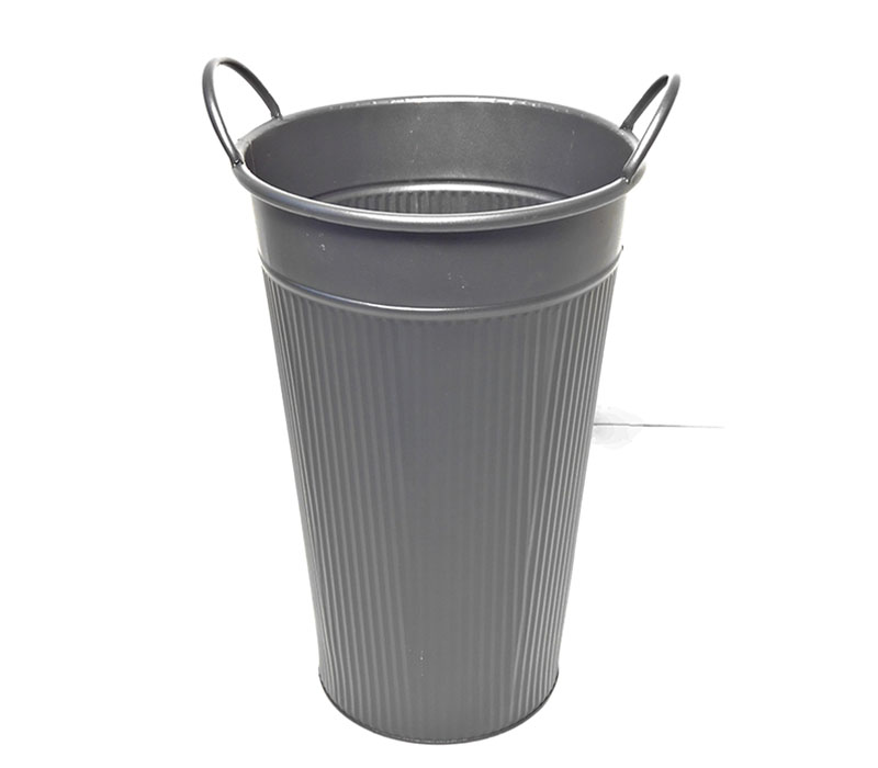 Tall Bucket with Vertical Striations and Handles