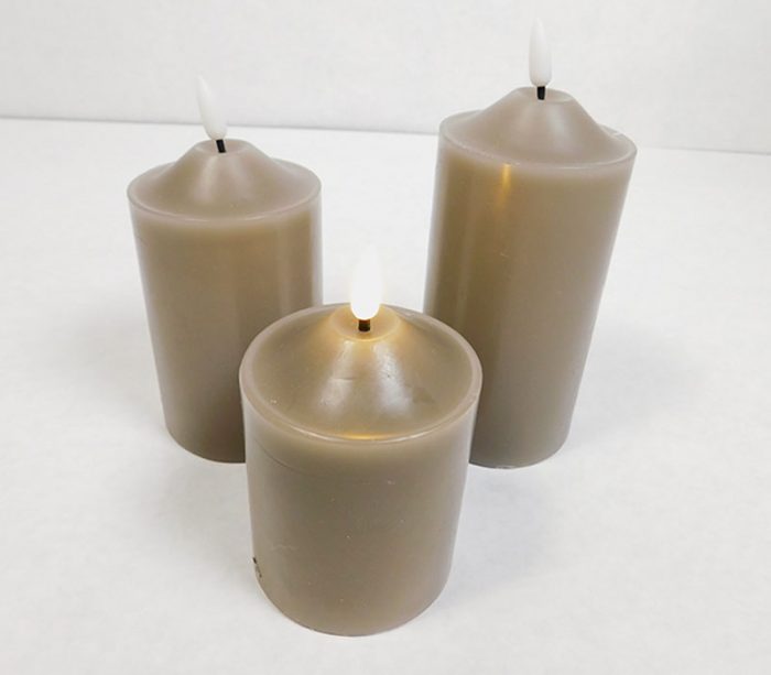 Blue Flameless Real Wax Pillar Set - 3 Piece