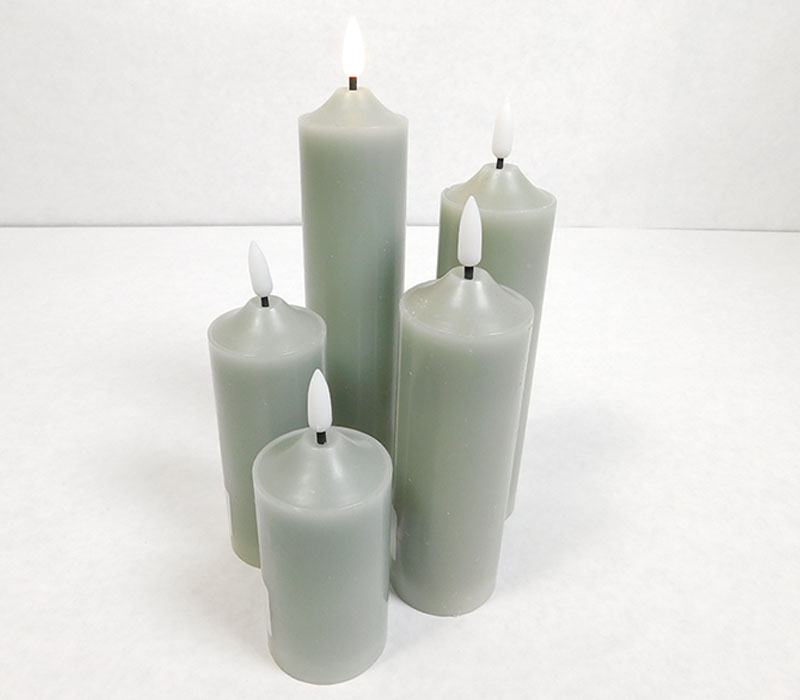Green Flameless Real Wax Tall Candle Set - 5 Piece