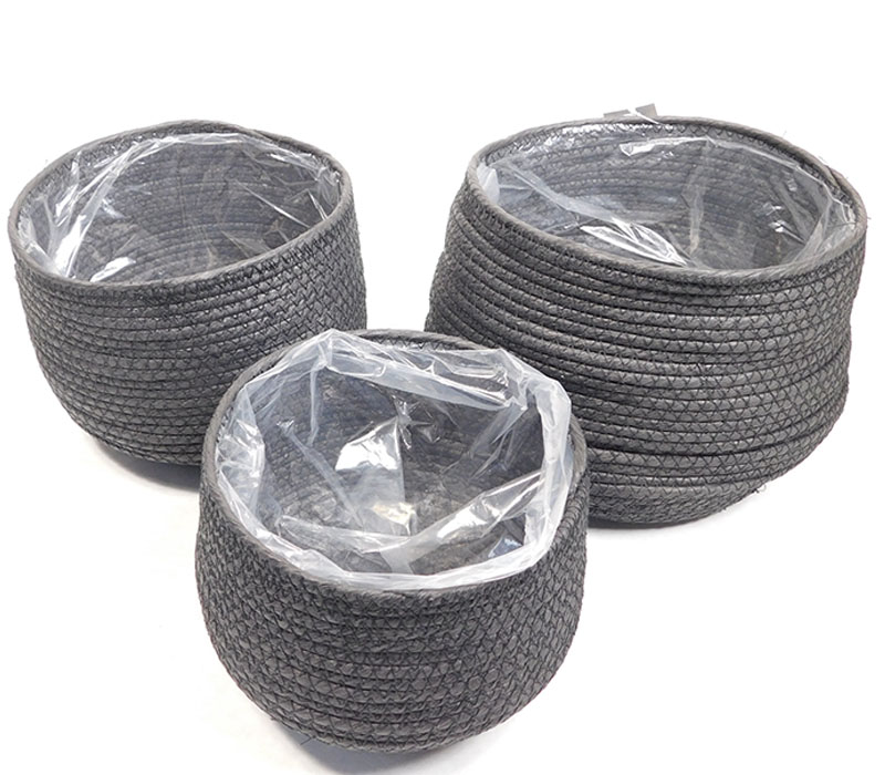 Black Paper Rope Basket - Large