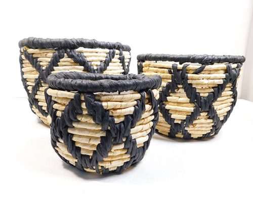 Corn and Black Paper Rope Basket - Large