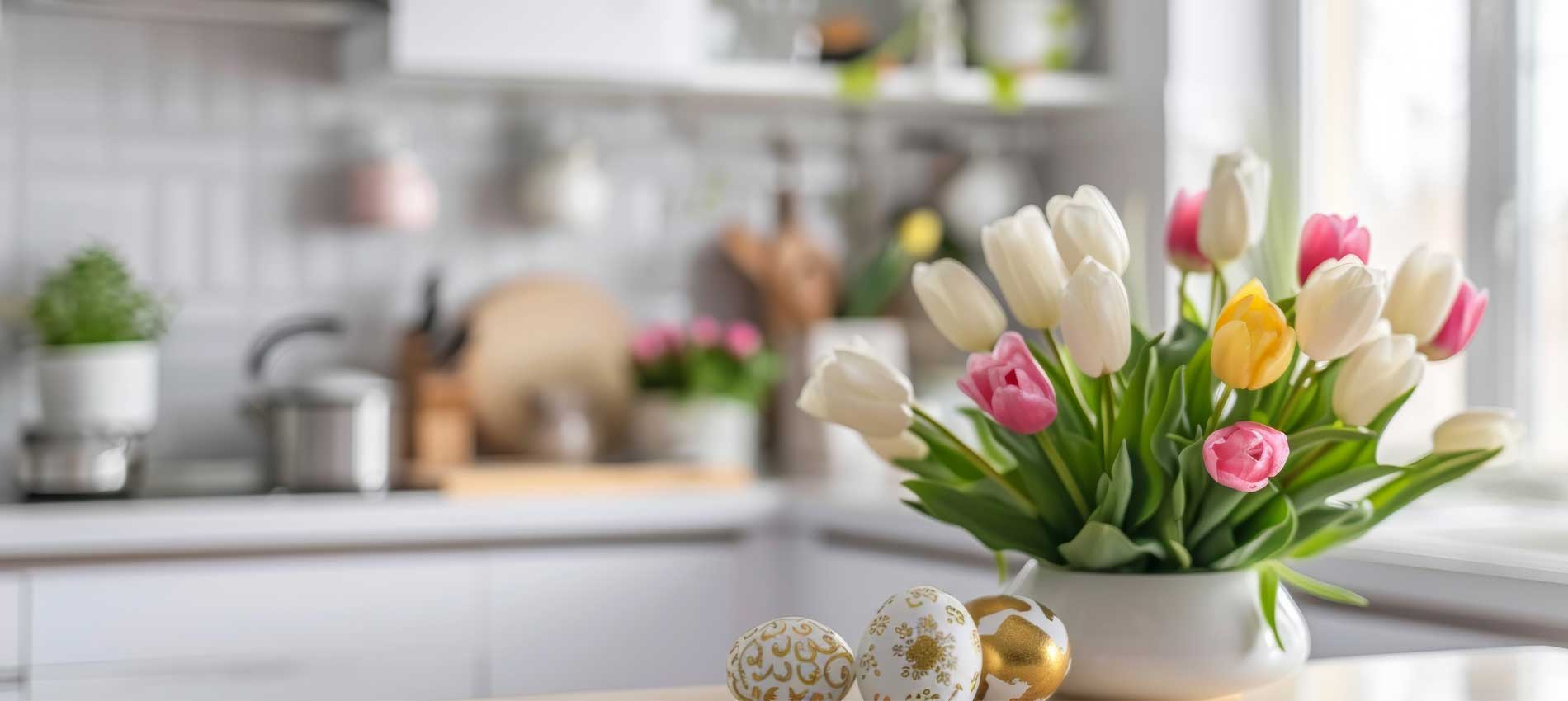 Spring florals in kitchen