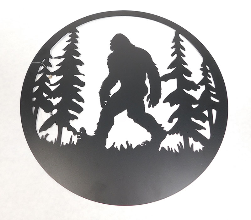 Sasquatch Walking in the Forest Metal Wall Art