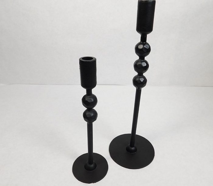 Black Metal Tapered Candle Holder - 16-inch