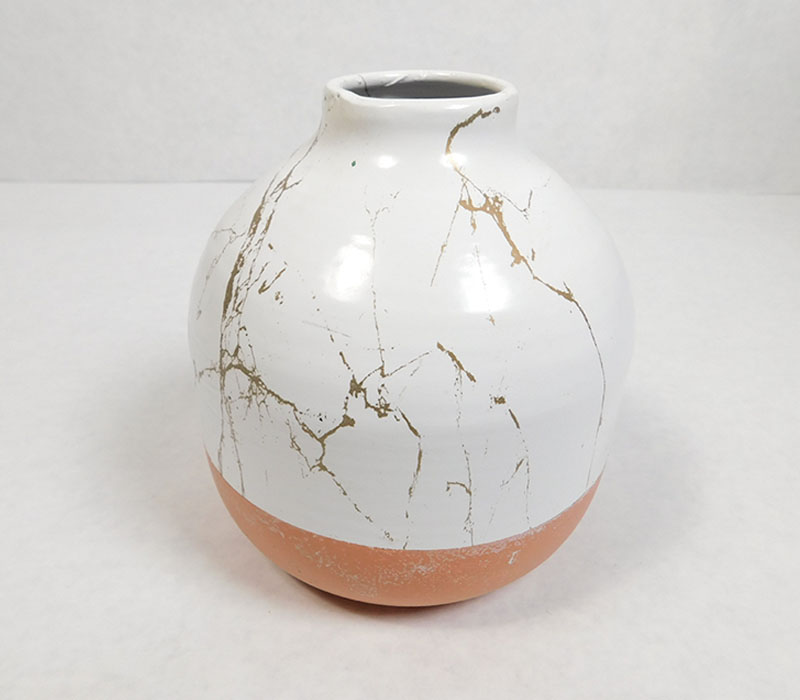Metal Vase with Gold Accents