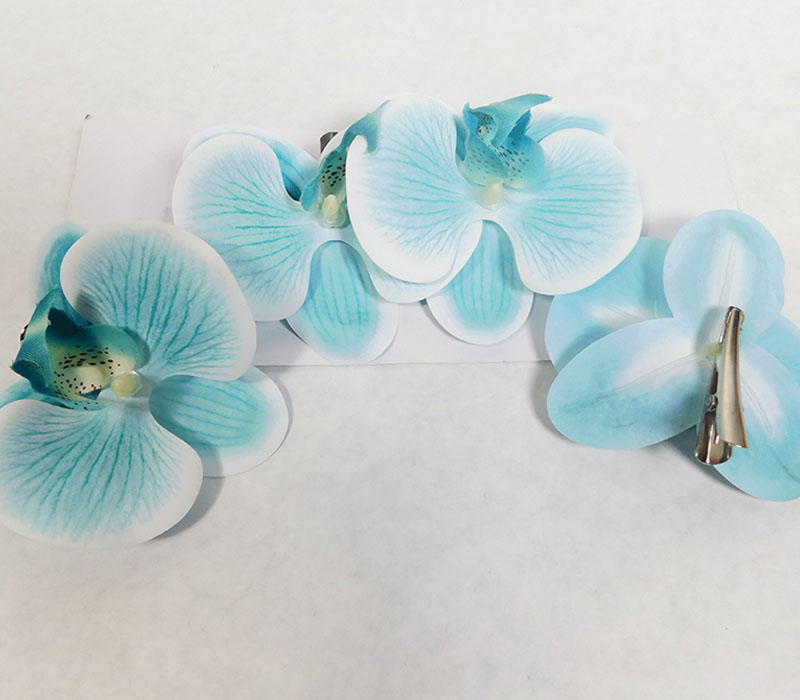 Orchid Flower Clips - 4 Piece - Blue