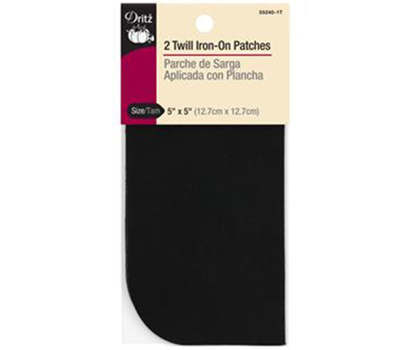 Dritz 2 Black Twill Iron On Patches #55240-1T