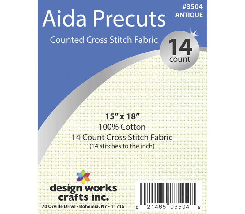 Design Works Antique White 14 count Aida Cloth, 15-inches by 18-inches.  #3504