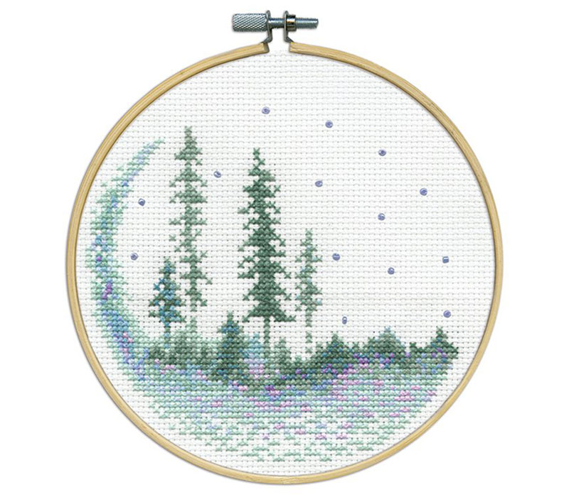 Forest Cross Stitch Kit with 6 inch hoop