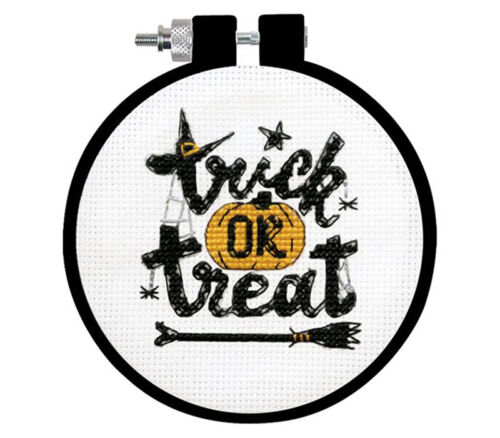 Trick or Treat Cross Stitch Kit with 3 inch hoop